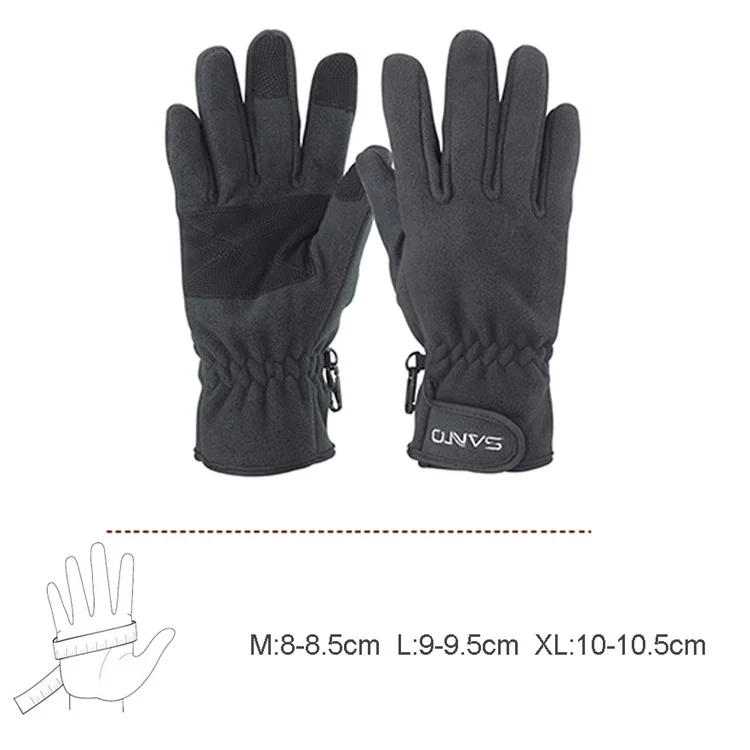 SANTO G62 Cycling Warm Breathable Gloves Fleece Liner Full Fingers Mittens - Black / XL
