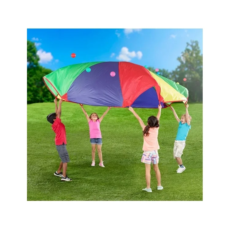1.8M Rainbow Children Kids Play Parachute Educational Game Toy Tent with 8 Handles
