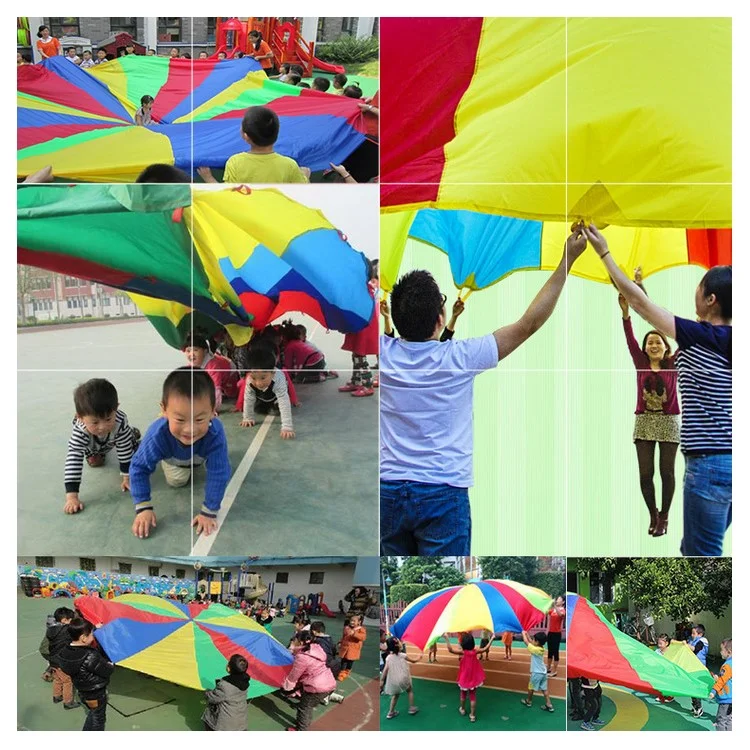 1.8M Rainbow Children Kids Play Parachute Educational Game Toy Tent with 8 Handles