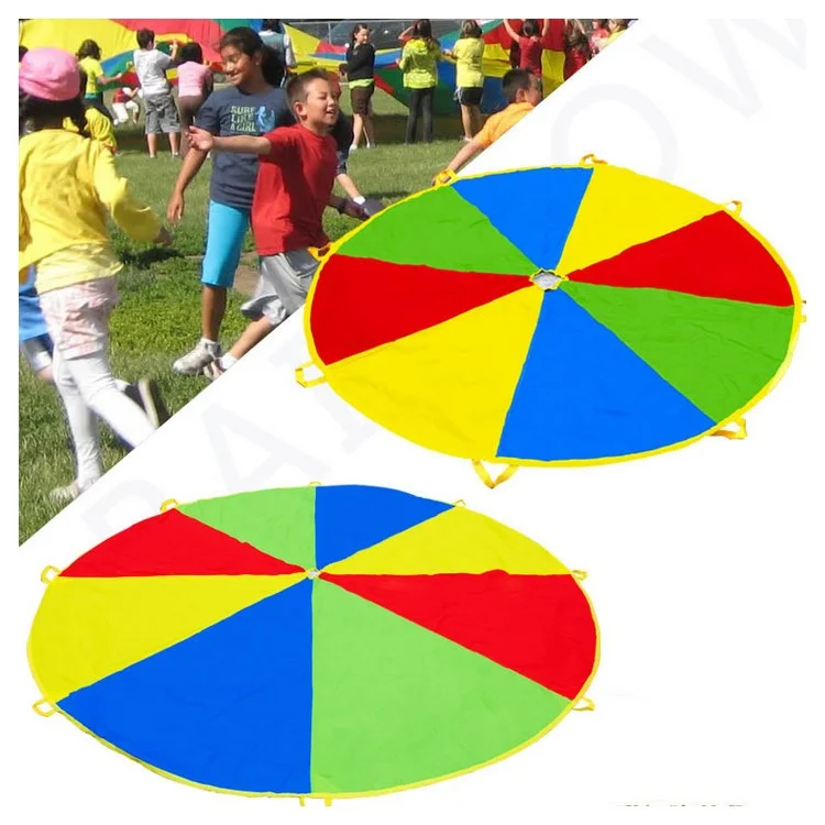 1.8M Rainbow Children Kids Play Parachute Educational Game Toy Tent with 8 Handles