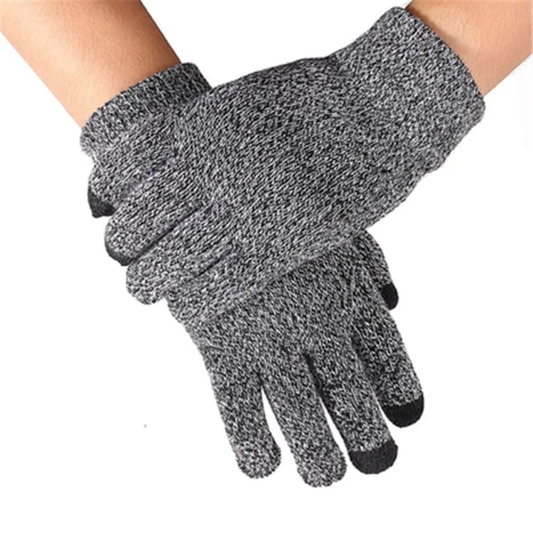 Unisex Touchscreen Texting Gloves Warm Winter Knitted Glove - Dark Grey