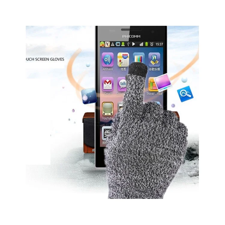 Unisex Touchscreen Texting Gloves Warm Winter Knitted Glove - Dark Grey