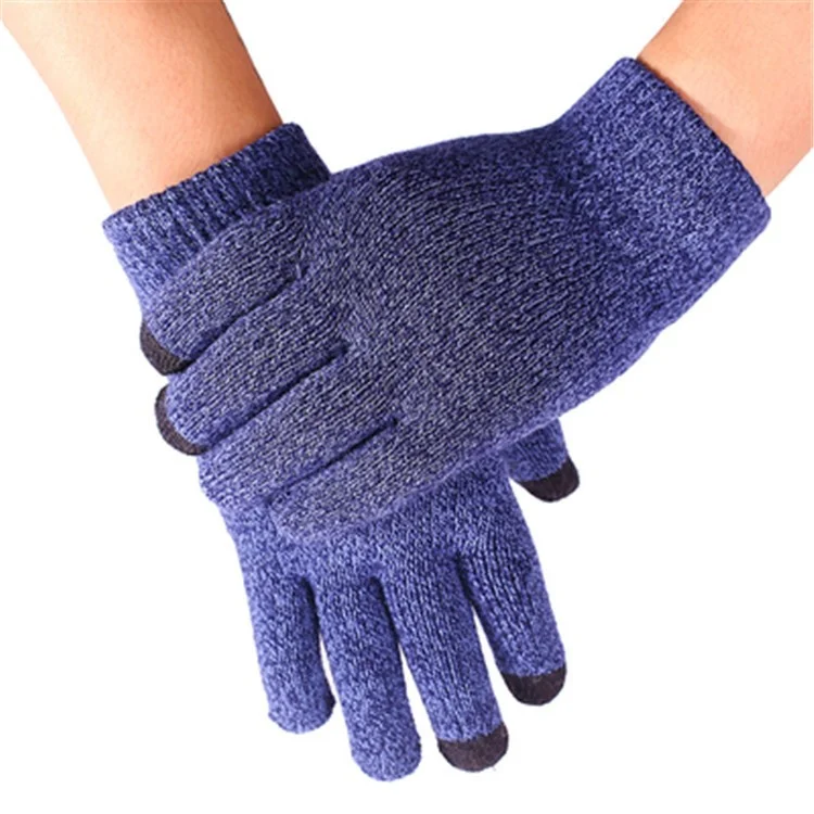 Touchscreen Texting Winter Warm Gloves Knitted Glove - Blue Melange