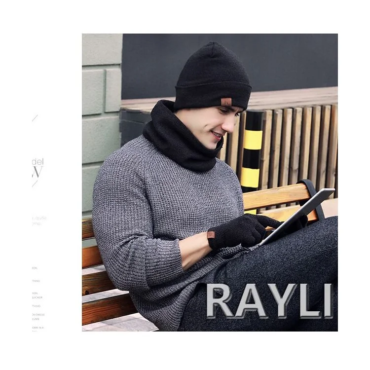 Unisex Touchscreen Texting Gloves Warm Winter Knitted Glove - Black