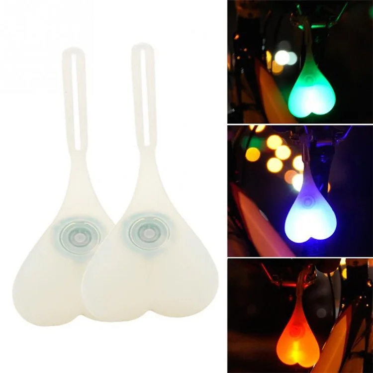 Bike Rear Light Heart Shaped Night Warning Tail Light - Multi-color Light