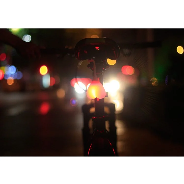 Bike Rear Light Heart Shaped Night Warning Tail Light - Multi-color Light