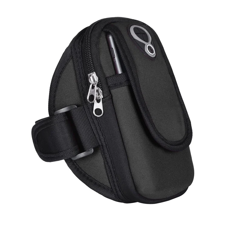 BBD-003 Double Pockets Multi-functional Outdoor Sports Arm Bag with Earphone Hole for iPhone 8 Plus/7 plus / 6 plus etc. - Black