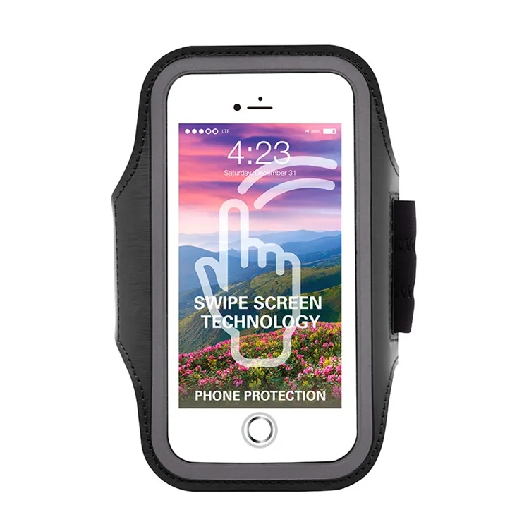 BDD-001S 5.5-inch Lycra Fabric + Neoprene + PU Sports Jogging Armband Case for iPhone 8 Plus/7 Plus 5.5 inch etc - Black