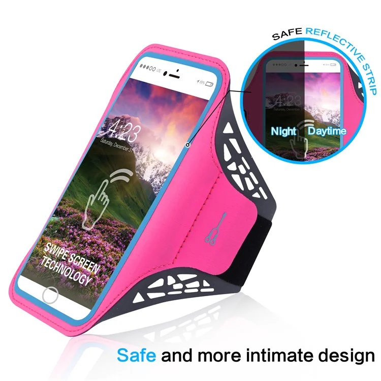 BDD-061Z 5.5-inch Running Sports Armband Case with 5 Earphone Hole for iPhone 8 Plus/7 Plus/6/6s Plus 5.5 inch etc. - Rose