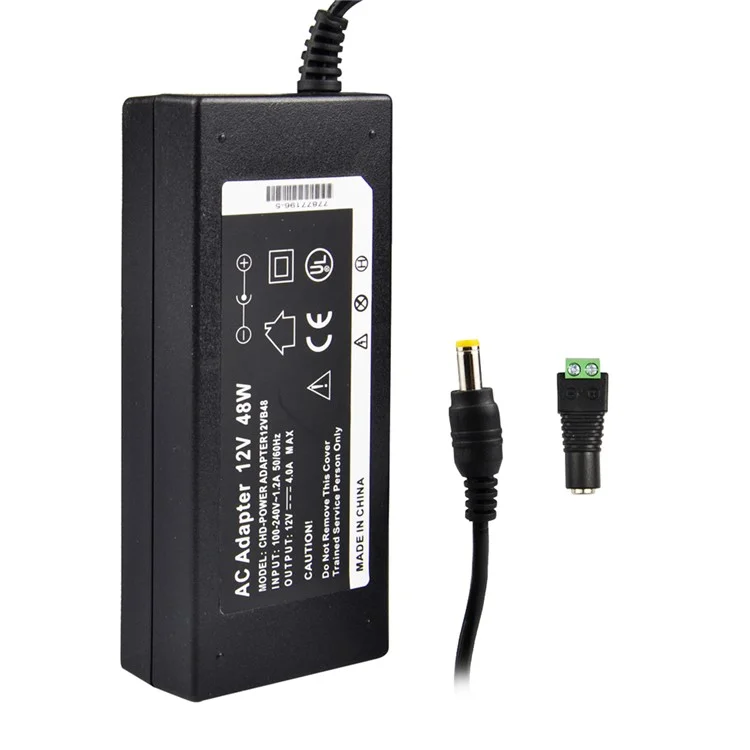 12V 4A Power Supply for CCTV Security Camera LED Light Strip with DC Adapter (AC 100~240V)