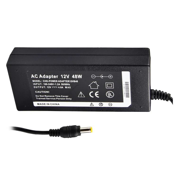 12V 4A Power Supply for CCTV Security Camera LED Light Strip with DC Adapter (AC 100~240V)