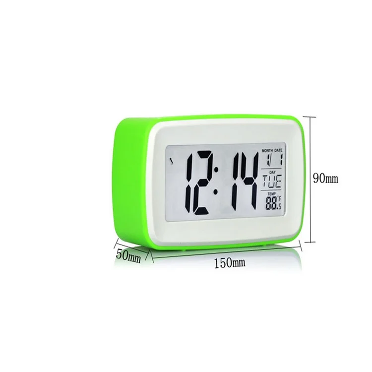 LED Display Digital Alarm Clock with Voice Recording Function - Green