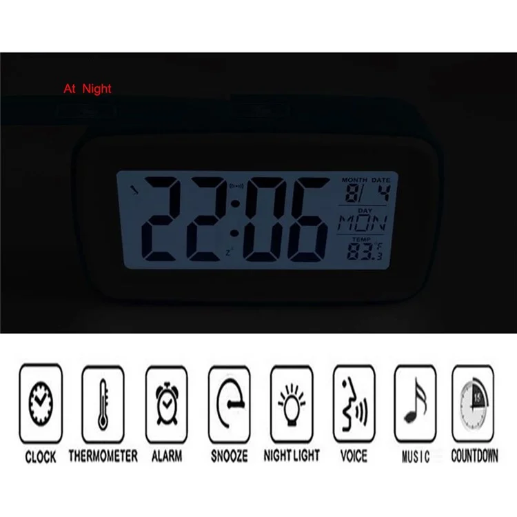LED Display Digital Alarm Clock with Voice Recording Function - Green