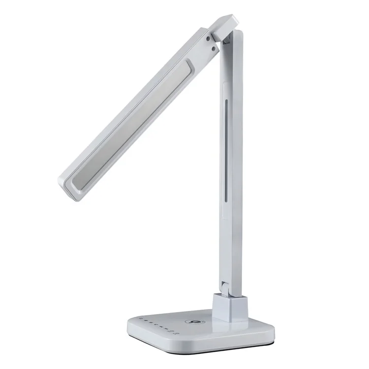 15W Adjustable LED Desk Lamp with Qi Wireless Charging Function, Four Modes 5V/2A USB Output - White / US Plug