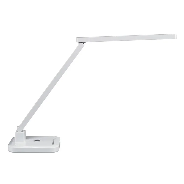 15W Adjustable LED Desk Lamp with Qi Wireless Charging Function, Four Modes 5V/2A USB Output - White / US Plug