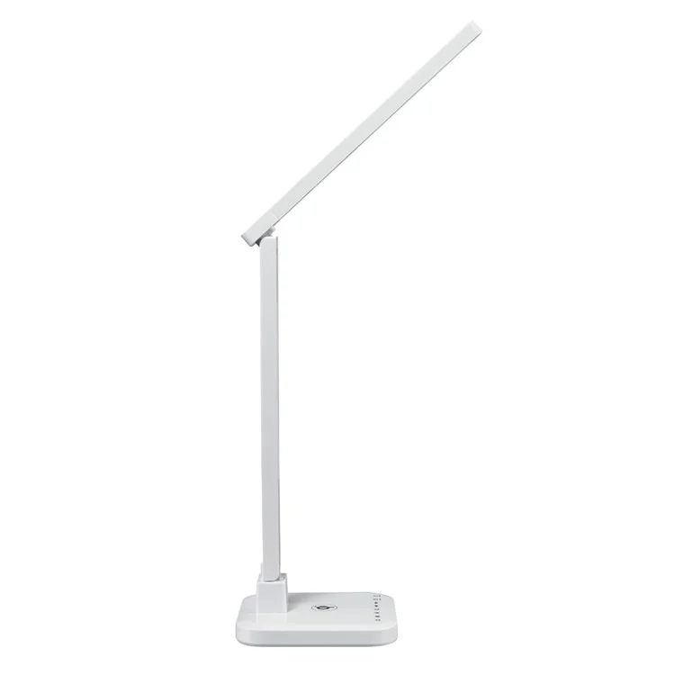 15W Adjustable LED Desk Lamp with Qi Wireless Charging Function, Four Modes 5V/2A USB Output - White / US Plug
