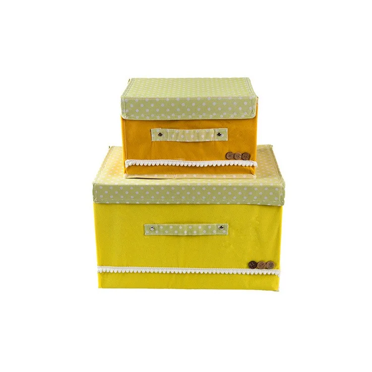 Foldable Polka Dots Clothes Organizer Box Storage Bag, Small Size: 26x20x17cm - Yellow