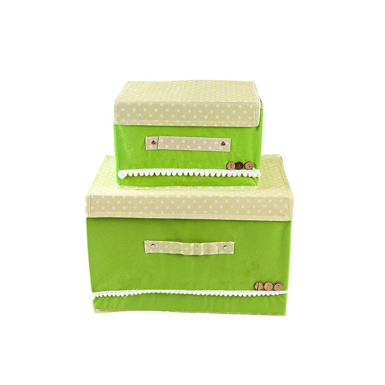 Foldable Polka Dots Clothes Organizer Box Storage Bag, Small Size: 26x20x17cm - Green