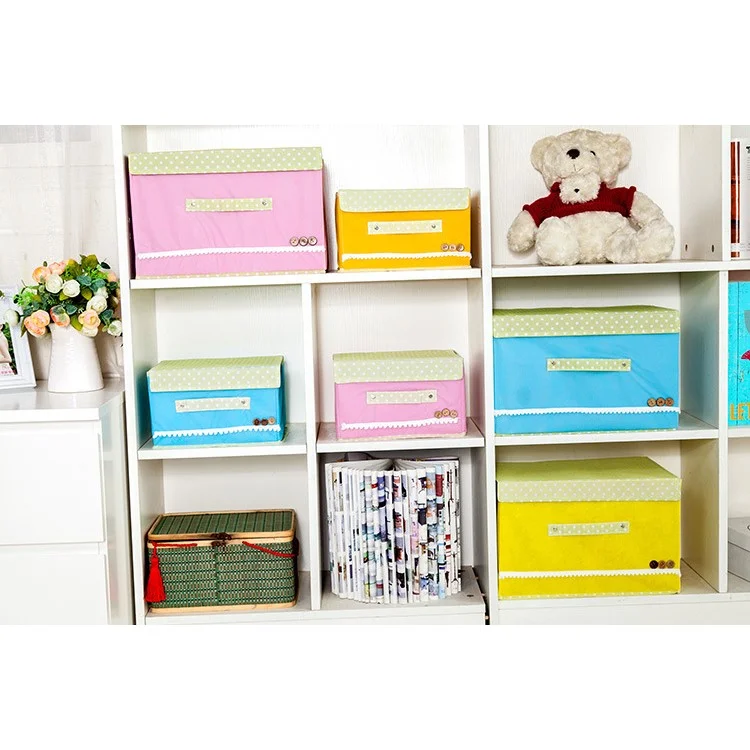 Foldable Polka Dots Clothes Organizer Box Storage Bag, Small Size: 26x20x17cm - Green