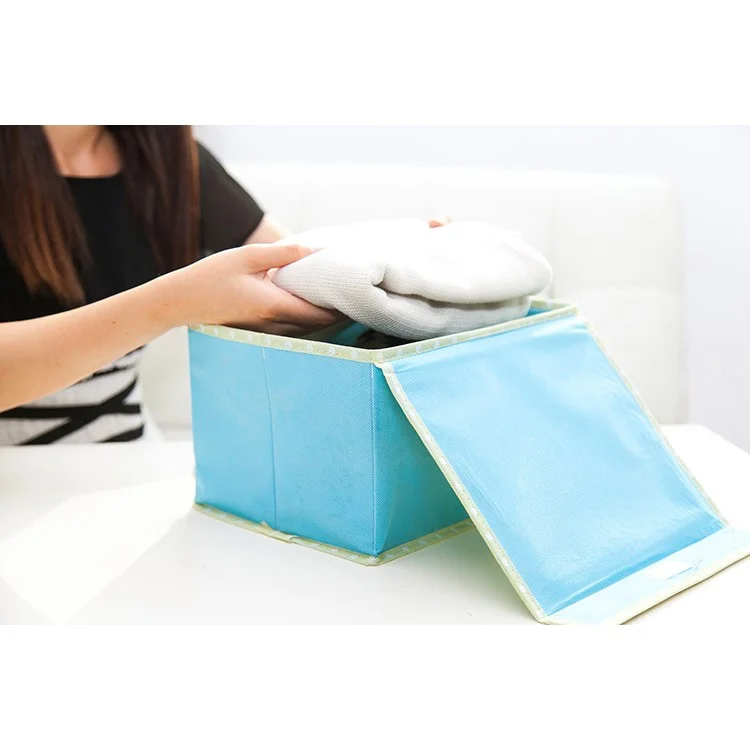 Foldable Polka Dots Clothes Organizer Box Storage Bag, Small Size: 26x20x17cm - Blue
