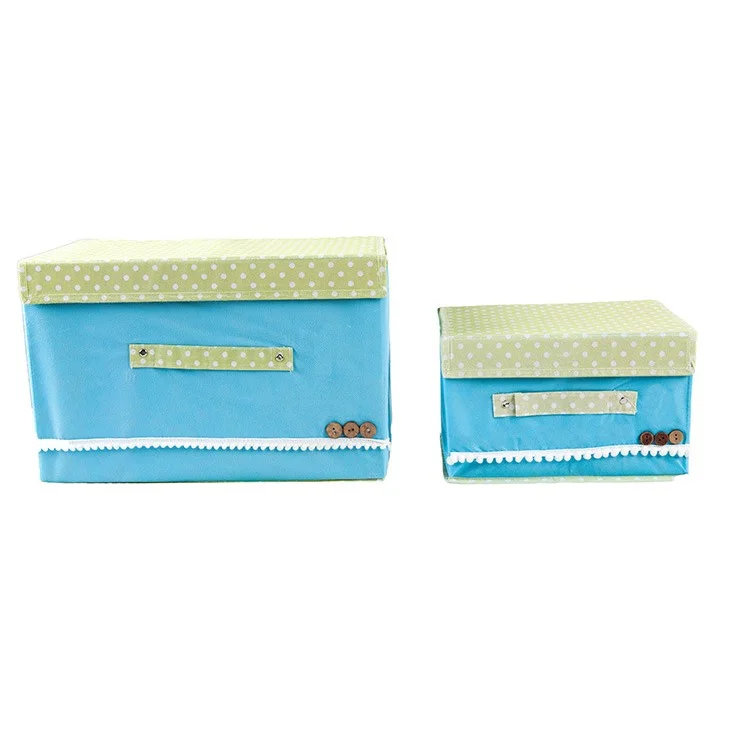 Foldable Polka Dots Clothes Organizer Box Storage Bag, Small Size: 26x20x17cm - Blue
