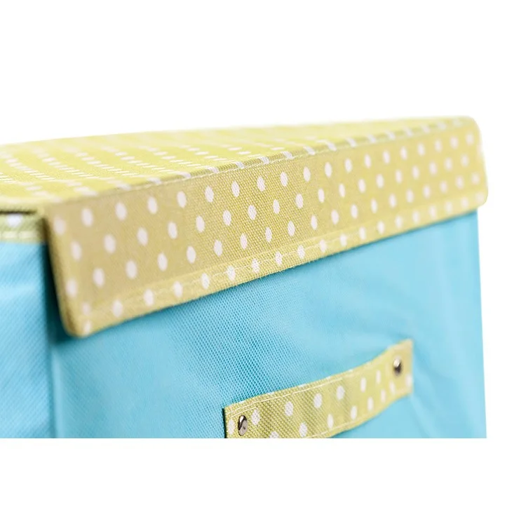 Foldable Polka Dots Clothes Organizer Box Storage Bag, Small Size: 26x20x17cm - Blue
