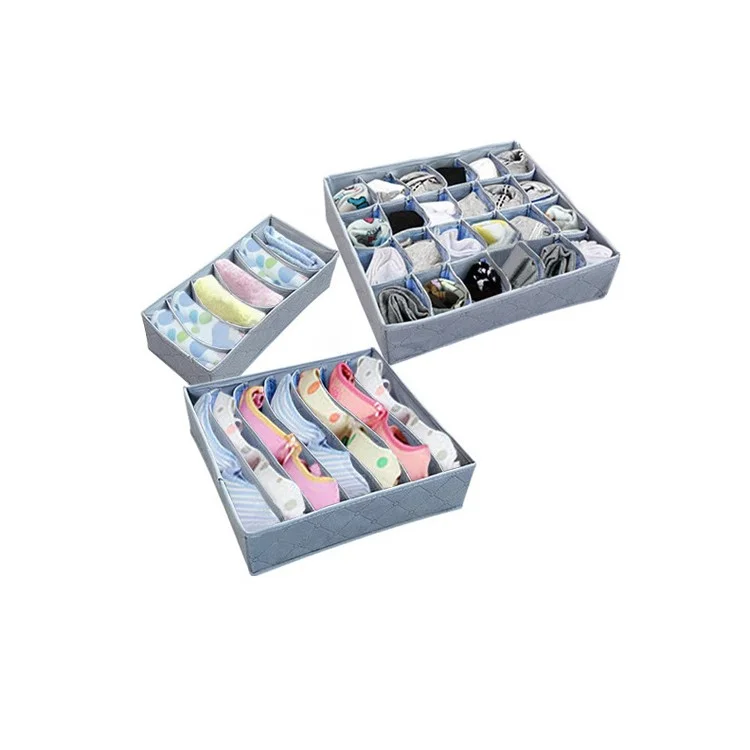 3Pcs/set Foldable Bamboo Charcoal Fiber Storage Box for Bra Underwear Necktie Socks
