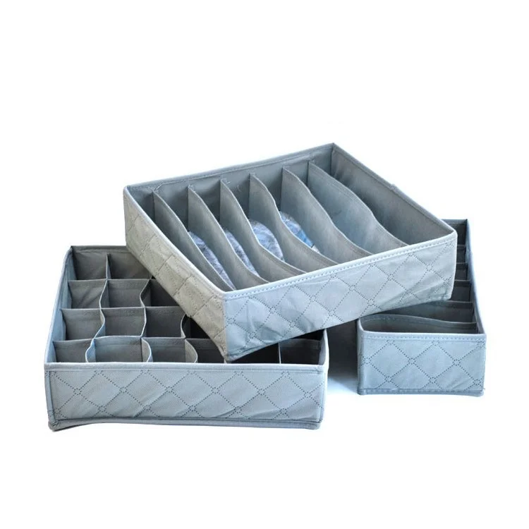 3Pcs/set Foldable Bamboo Charcoal Fiber Storage Box for Bra Underwear Necktie Socks