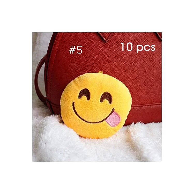 10Pcs/Set 10cm QQ Emoji Plush Stuffed Toy Hanging Decorations - Lovely Smile