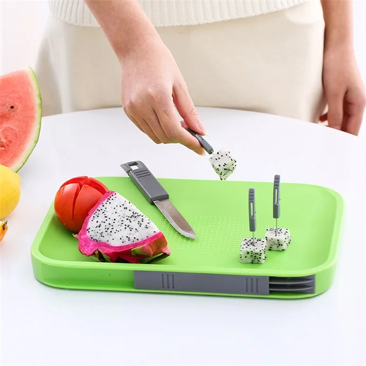 Multi-functional Chopping Block Cutting Board Mats Set with One Knife and Three Forks