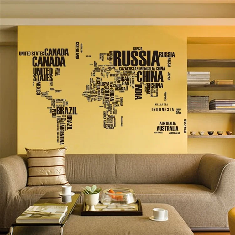 Artistic World Words Map Home Wall Decor Decals Sticker