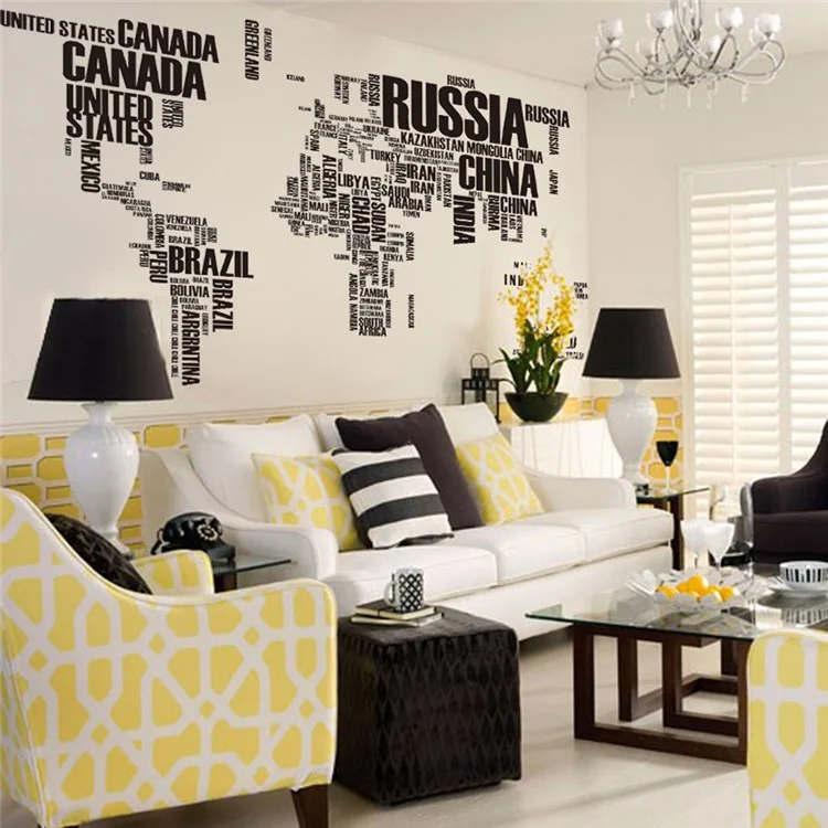 Artistic World Words Map Home Wall Decor Decals Sticker