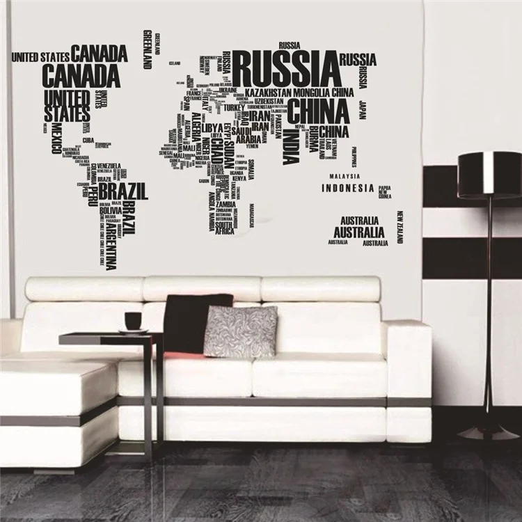 Artistic World Words Map Home Wall Decor Decals Sticker