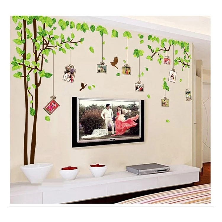 Picture Frames Tree with Leaves Birds Removable Wall Sticker DIY Home Decor