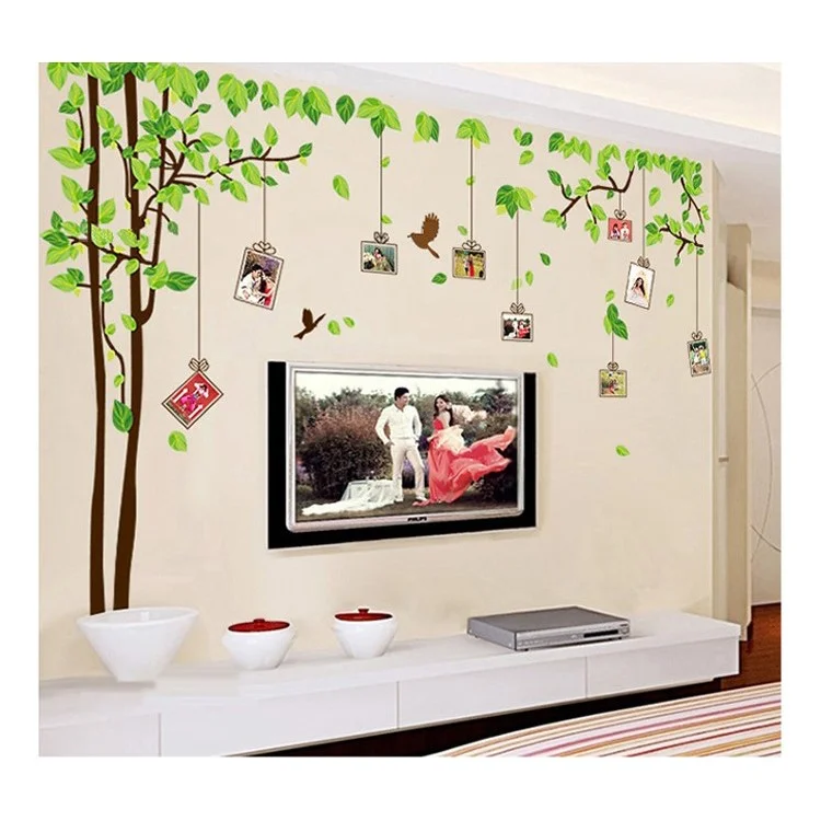 Picture Frames Tree with Leaves Birds Removable Wall Sticker DIY Home Decor