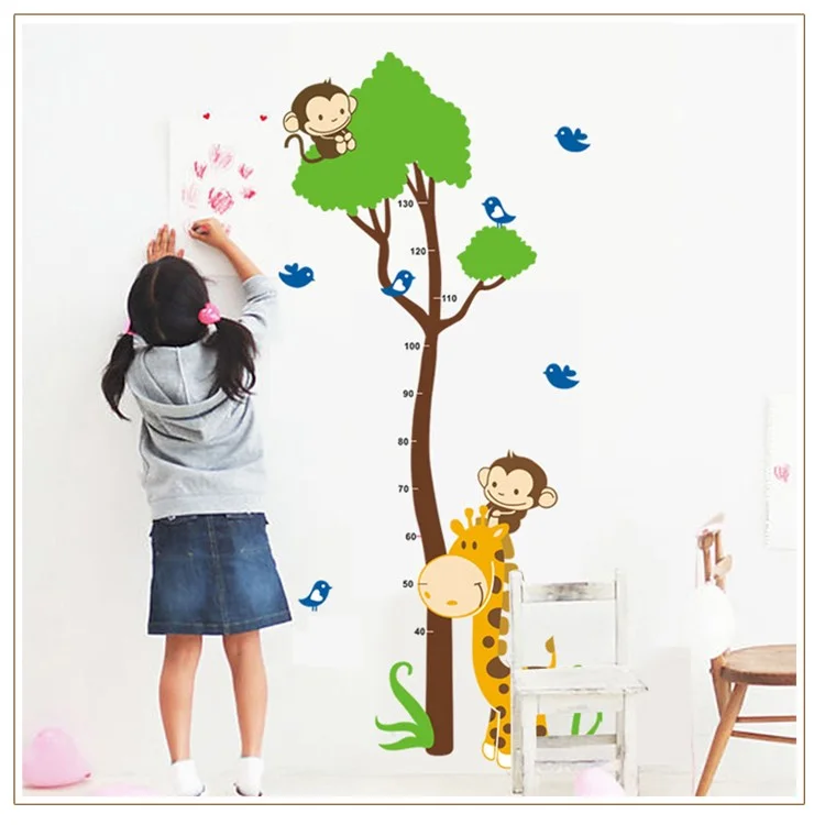 Cute Monkey Height Measurement Growth Chart Removable Wall Sticker