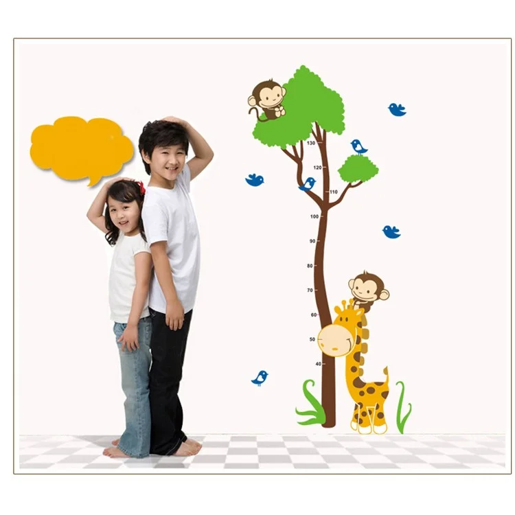 Cute Monkey Height Measurement Growth Chart Removable Wall Sticker