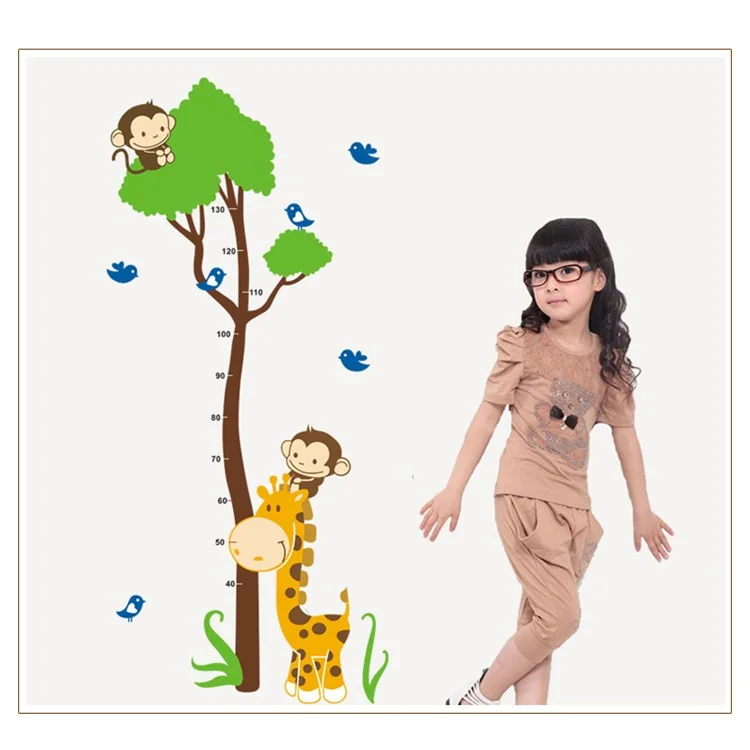 Cute Monkey Height Measurement Growth Chart Removable Wall Sticker