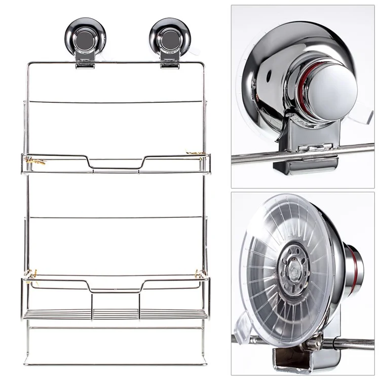 Dual Suction Cups Dual Layers Basket for Bathroom or Kitchen Requisites CW812
