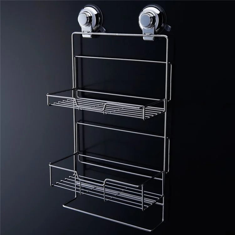 Dual Suction Cups Dual Layers Basket for Bathroom or Kitchen Requisites CW812