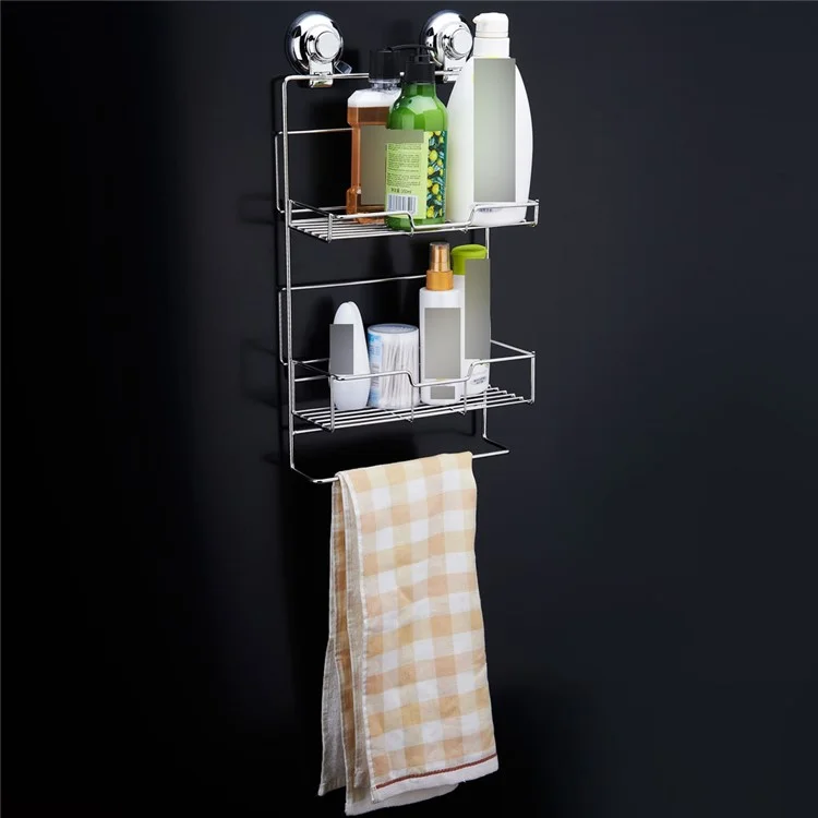 Dual Suction Cups Dual Layers Basket for Bathroom or Kitchen Requisites CW812