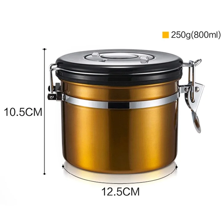 800ML Stainless Steel Coffee Bean Container Seal Canister - Wine Red