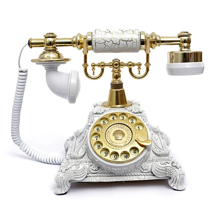 Retro Style Rotary Dial Home and Office Telephone 117AS - White / Gold