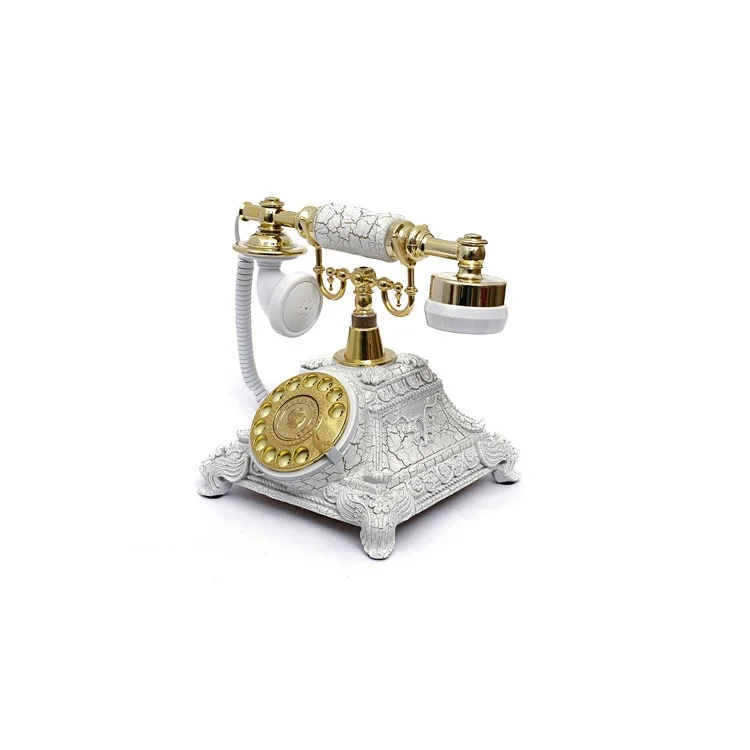 Retro Style Rotary Dial Home and Office Telephone 117AS - White / Gold