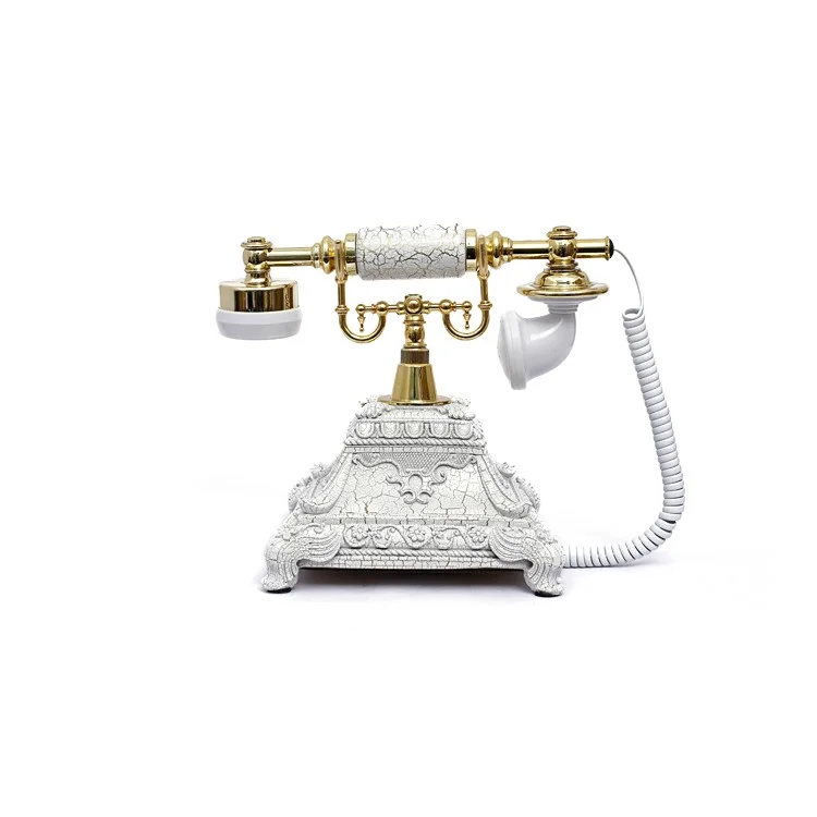 Retro Style Rotary Dial Home and Office Telephone 117AS - White / Gold