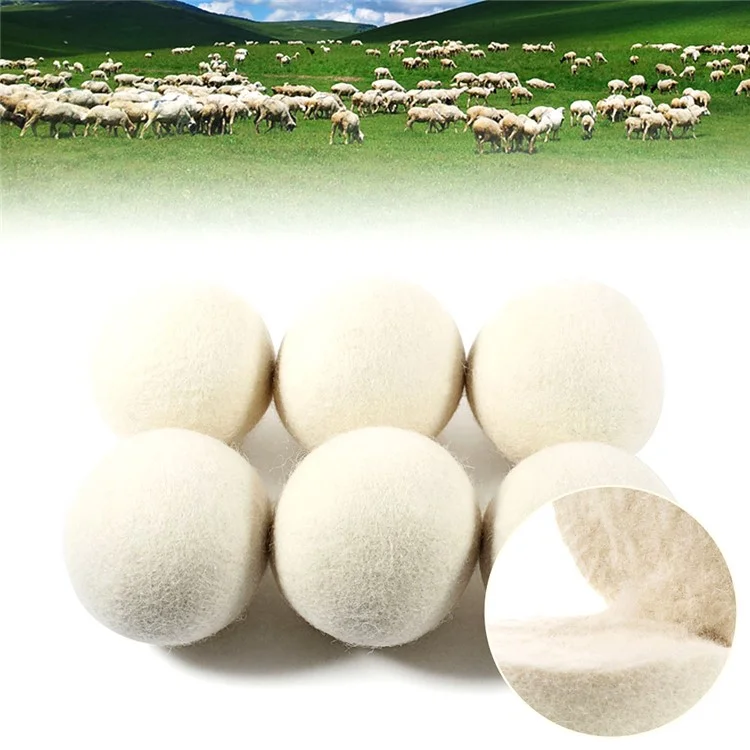 6Pcs Natural Wool Dryer Balls Laundry Drying Ball (60mm)