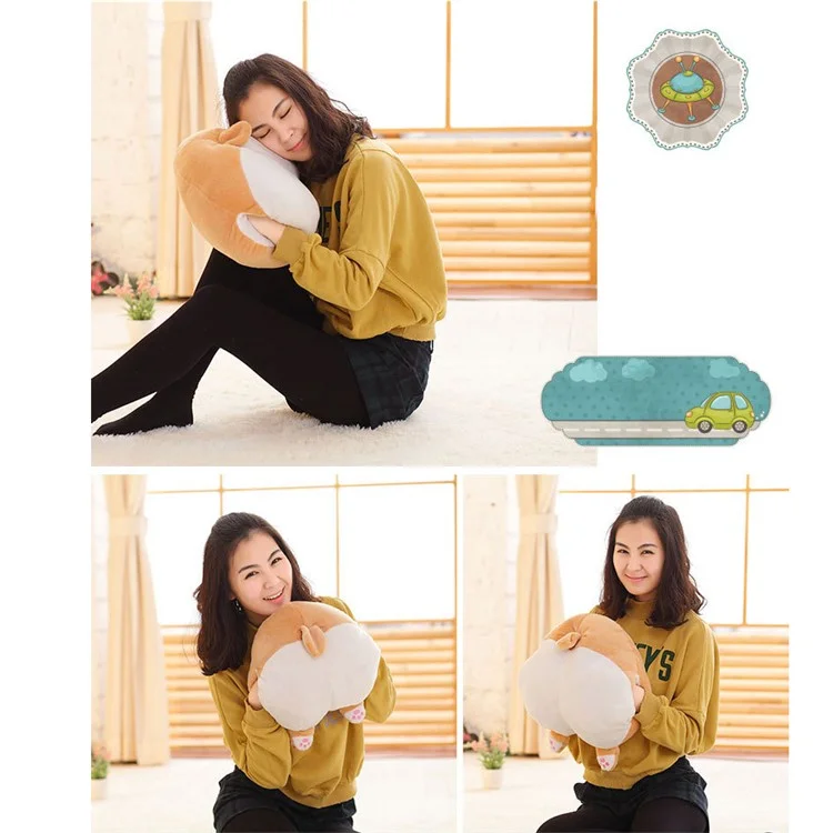 Funny Cute Corgi Butt Pillow Hand Warmer Soft Plush Toy Home Sofa Cushion - Size L