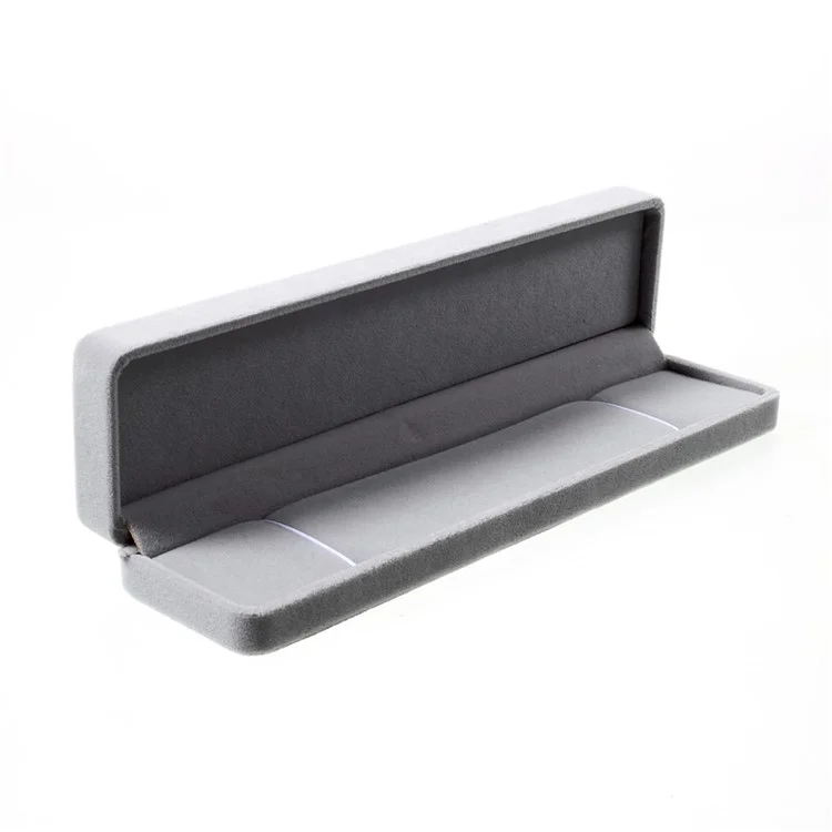 Fashion Velvet Necklaces Anklets Bracelets Jewelry Gift Box Holder, Outer Size: 22 x 5.5 x 3cm - Grey