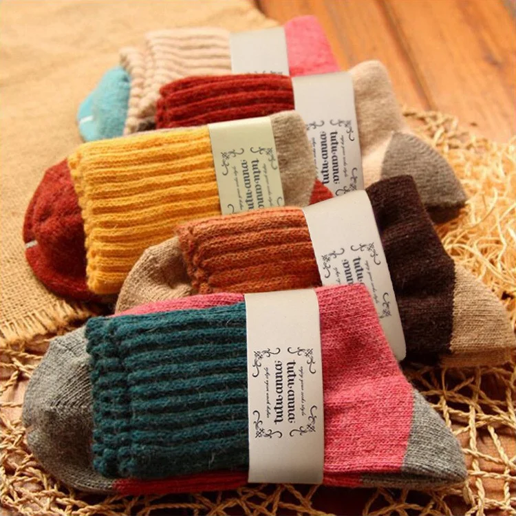 (5 packs) Women's Winter Comfortable Multicolor Soft Wool Warm Socks, One Size (5-9)