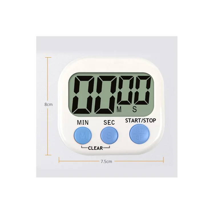 Large Screen LCD Display Electronic Digits Timer Alarm Clock with Stand - White / Blue